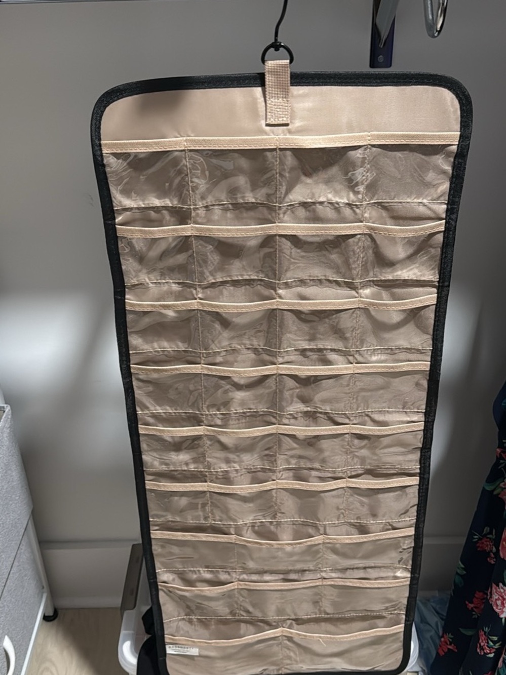 Beige Over-the-Door Pocket Organizer with Black Trim